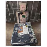 TWO-PIECE VELOUR PAJAMA SET, ARLIN EAR WARMERS, AND HOLIDAY STYLE WOVEN THROW IN ORIGINAL PACKAGES
