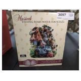 CLASSIC TREASURES MUSICAL FISHING BEARS WATER FOUNTAIN IN ORIGINAL BOX