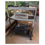 THREE-TIER METAL MEDIA CART WITH ELECTRIC CORD AND PLUG