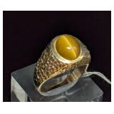 10k Gold Mens Yellow Catseye Ring Size 12 - 13.11 Grams