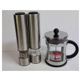 Bodum French Press and Stainless Steel Electric Salt and Pepper Grinders