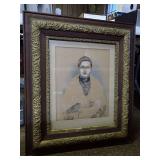 Antique Framed Portrait - Sometimes referred to as a "white-face" portrait.