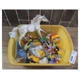 TUB OF NOVELTY TOYS INCLUDING M&M, DISNEY, SHREK, PLANTERS MR PEANUT, AND MORE