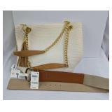 GB Woven Purse with Chain Straps & Cognac Belt S/M