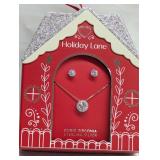 Holiday Lane Sterling Silver Cubic Zirconia Necklace and Earrings Set
