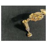 14k Gold & Diamond Champagne Glass Story Wheel Charm 2.38 Grams