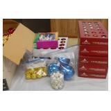 (8) BOXES NEW GLASS CHRISTMAS BALLS, MINI BALLS & LARGE BOX CHRISTMAS BALLS