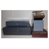 (2) METAL MONEY BOXES, (1) SCALE & ETC - ROOM 19, SHELF 2B