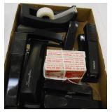 (7) STAPLERS, TAPE DISPENSER & (3) BOXES OF STAPLES