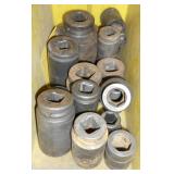 MISC 3/4" & 1" DRIVE IMPACT SOCKETS & ETC (16) PCS