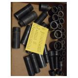 MISC 1/2" DRIVE IMPACT SOCKETS (33) PCS