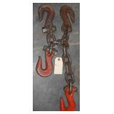PAIR OF SHORT HEAVY DUTY CHAINS, EACH WITH 2 HOOKS