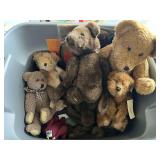 Tub of assorted teddy bears, also includes a vintage Christmas album, this piece is still sealed in plastic, and more. See pictures for details.