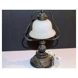 BR3…Vintage looking side table lamp with a frosted bell shaped shade, see pictures for details.