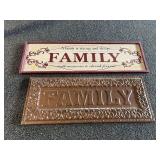 Family themed wall decor, two pieces, see pictures for details.