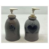 KIT…Rowe pottery stoneware soap dispensers, set of two, see pictures for details.