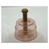 KIT… Lovely vintage pink glass butter mold with wheat design, see pictures or details.