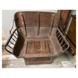 ￼ DEN… Antique buggy seat resting on a vintage wooden crate from Cherokee products in Haddock Ga, see pictures for details.