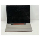 DEN… iPad, model A1876, comes with cover, working condition unknown, screen has a couple of cracks, see pictures for details.