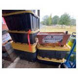 Large assortment of totes, also includes planters, and other assorted items, see pictures for details.