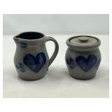 KIT…Rowe pottery stoneware creamer and sugar, see pictures for details.