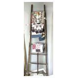 DEN…Three custom quilts with quilt rack fashioned from a vintage wooden ladder, see pictures for details.