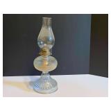 LR… Vintage oil lamp with fluted base and glass chimney, see pictures for details.
