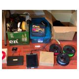 BR1…Large mystery lot of assorted items to include LED light strips, New Matter filament, clamp lights, frog tape, glue sticks, Razer Orbweaver chroma gaming keypad, working condition unknown, home 