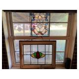 KIT… Stained glass window hangings, two pieces, see pictures for details.