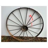 Antique metal wagon wheel