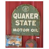 Vintage signs to include Quaker State motor oil, Volkswagen, and Pontiac service sign, see pictures for details.