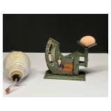 Vintage Brower egg scale with faux egg, also includes an artisan pottery hummingbird feeder, see pictures for details.