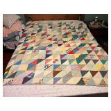 LR…Vintage custom quilt, seller states this piece was made by his grandmother, does have worn holes, see pictures for details.