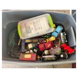 Tub of assorted diecast cars, and more, some are still new in the package, see pictures for details.
