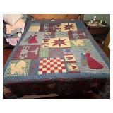 LR…Vintage custom quilt, seller states this piece was made by his grandmother, see pictures for details.