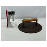 LR… Large bacon press, also includes a vintage hand crank can opener, see pictures for details.