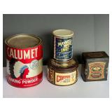 Vintage collectible tins, four pieces, pictures for details.