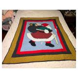 LR…Vintage custom quilt, seller states this piece was made by his grandmother, does have a hole, see pictures for details.