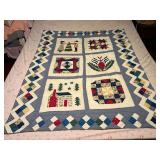 LR…Vintage custom quilt, seller states this piece was made by his grandmother, see pictures for details.