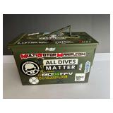 Metal ammo can with content of assorted batteries typically used for remote control cars and drones, see pictures for details.