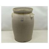 DEN… Antique/vintage stoneware crock, 2 gallon, no lid, this piece is cracked and has a chip on the rim, see pictures for details.