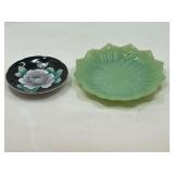 KIT… Vintage lotus leaf plate, believed to be vintage Anchor Hocking jadeite, also includes a beautiful hand painted decorative plate from Japan, see pictures for details.
