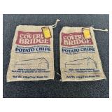 Covered Bridge burlap potato chip bags, set of two, see pictures for details.