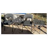 Padded folding chairs, set of two, also comes with two outdoor folding side tables with cupholders, four pieces total, see pictures for details.