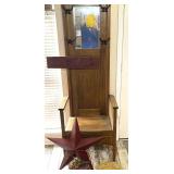 LR… Vintage/antique Hall tree with storage bench, comes with some content and home decor, see pictures for details.