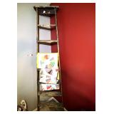 DEN… Blanket rack with two vintage custom quilts, this rack is fashioned from an old wooden ladder, see pictures for details.