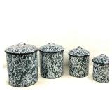 KIT… Enamelware kitchen canisters, set of four, see pictures for details.