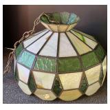 Vintage hanging swag light, has stained glass look, see pictures for details.