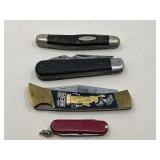 DEN… Vintage pocket knives, four pieces, tub is not included, see pictures for details.