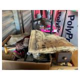 Assorted sewing accessories to include thread, serger thread, straight pins, decorative burlap, and much more. See pictures for details.